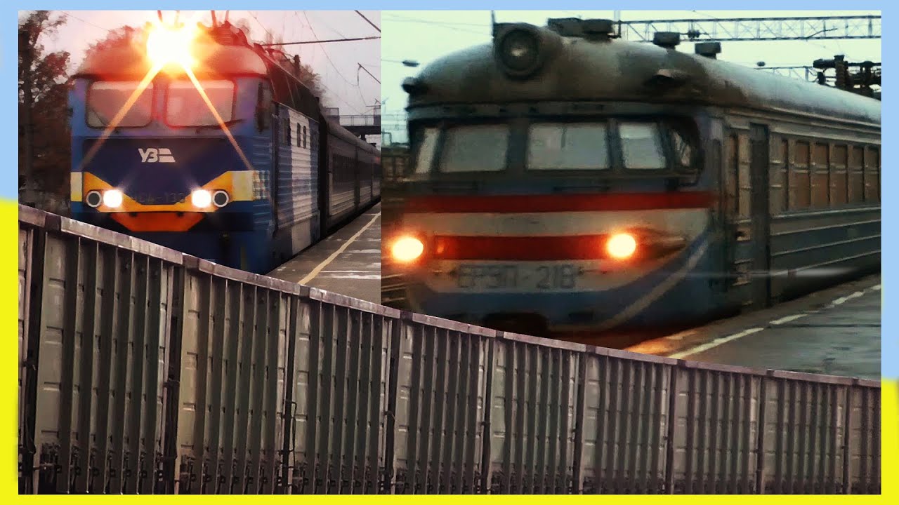 Trains in the railway collection! Різноманітні поїзди під час руху!