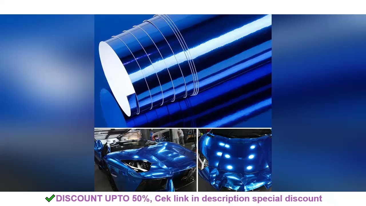 50cm X150cm Car Blue Chrome Mirror Wrap Vinyl Covering Film Sticker Decal Roll Sheet Air Bubble Free