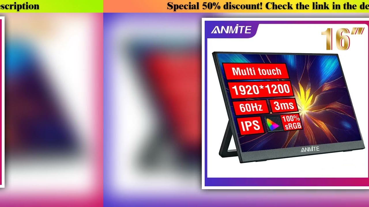 Flash Sale Anmite 16-Inch Portable Touch Monitor 1200P HDR 