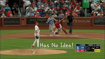 Dodgers Trea Turner Has No Idea Where The Ball Went! (Far) vs Cardinals 7/12/22