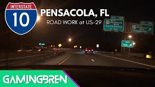 I-10 East at US-29 NIGHT TIME - Road Work in Pensacola!