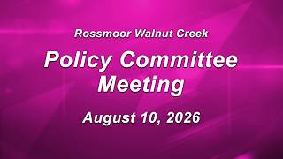RWC Policy Committee Meeting on August 10, 2026