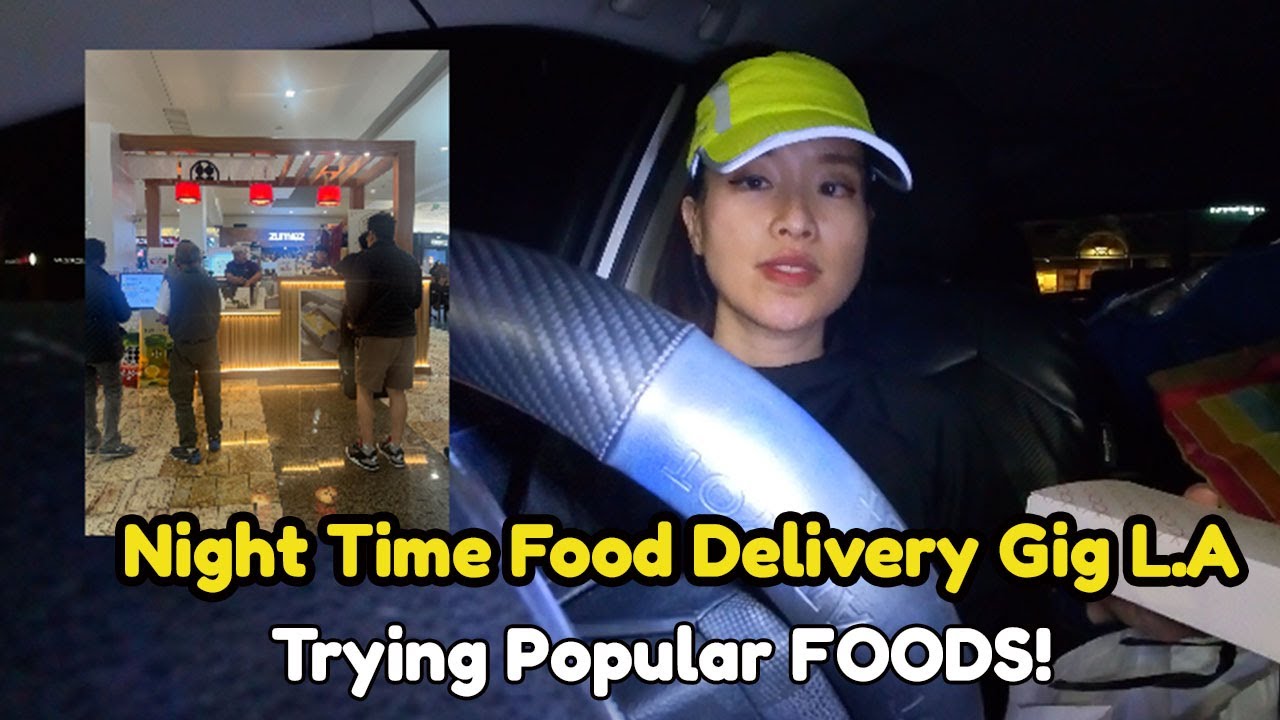 Ещё одна ночная работа курьером DoorDash! Пробую популярные блюда Лос-Анджелеса! Разглагольствую ...