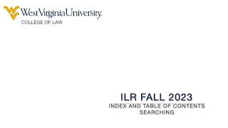 Intro to Legal Research 2023: Index and Table of Contents Searching