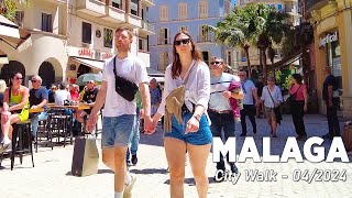 Zajímavosti v Malaze - procházka městem Costa del Sol Španělsko duben 2024 [4K]