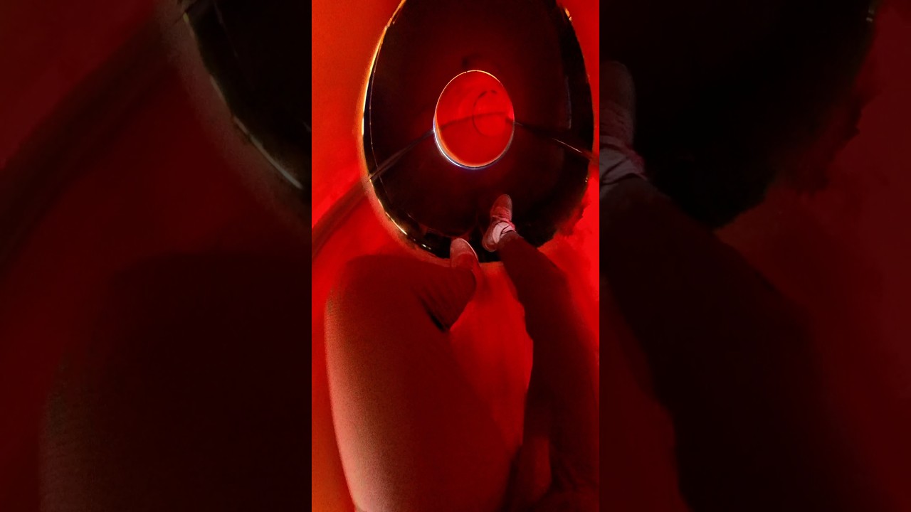 POV sliding in waterslide without water