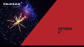 FAJERWERKI D6T0004 BLUE PEONY TO CHRYS. FLOWER GOLD PALM PISTIL RED STROBE 6'' F4 TRIPLEX FIREWORKS