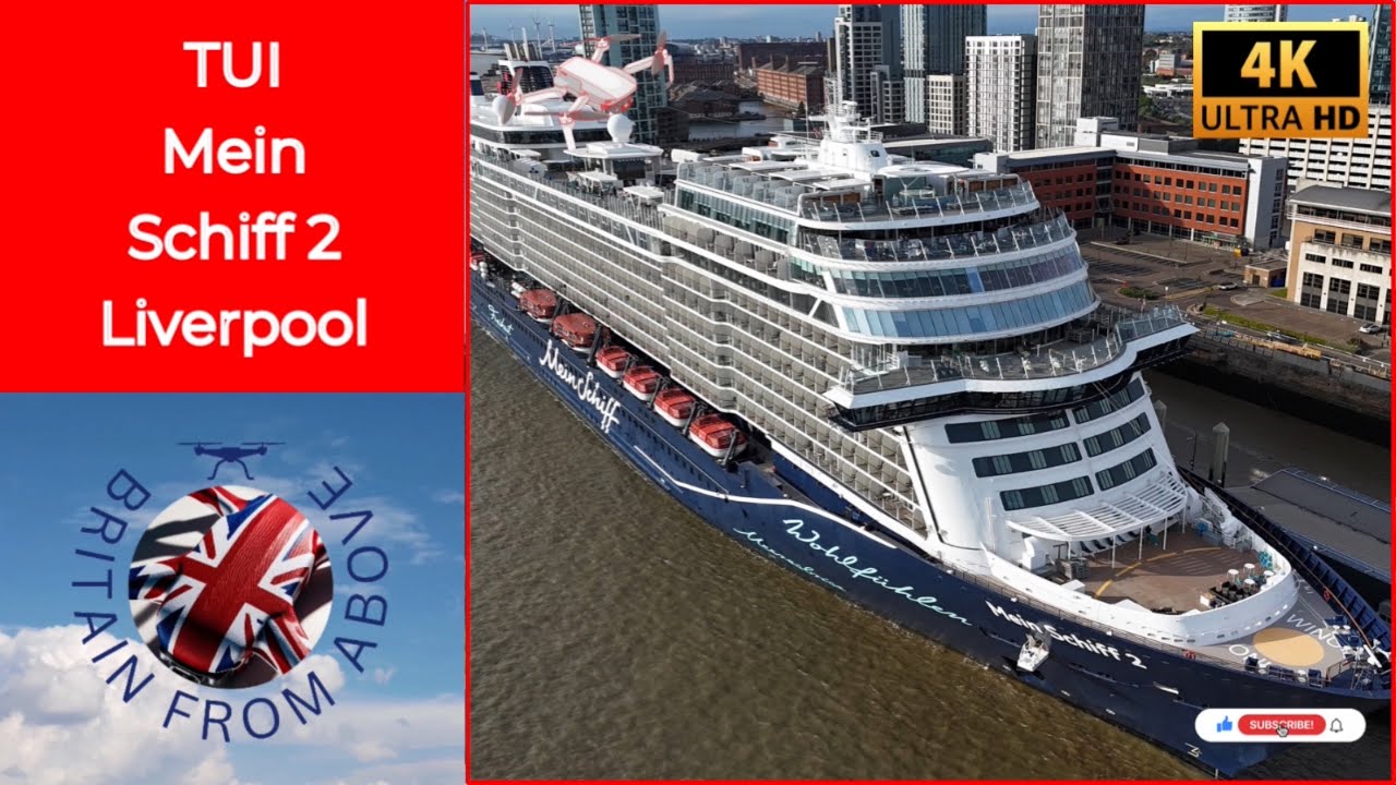 TUI MEIN SCHIFF 2 DEPARTS LIVERPOOL | Stunning Drone Footage @TUI #liverpool #fyp #cruise #ship 