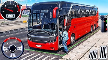 Real City Bus Driving 3D - Euro Coach Bus red Simulator - Android GamePlay