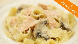 【義大利麵】奶油白醬鮭魚寬麵Creamy Salmon Fettuccine ... 