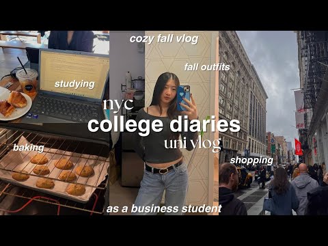 cozy nyc uni days 🧸 | studying, baking, shopping, fall outfits