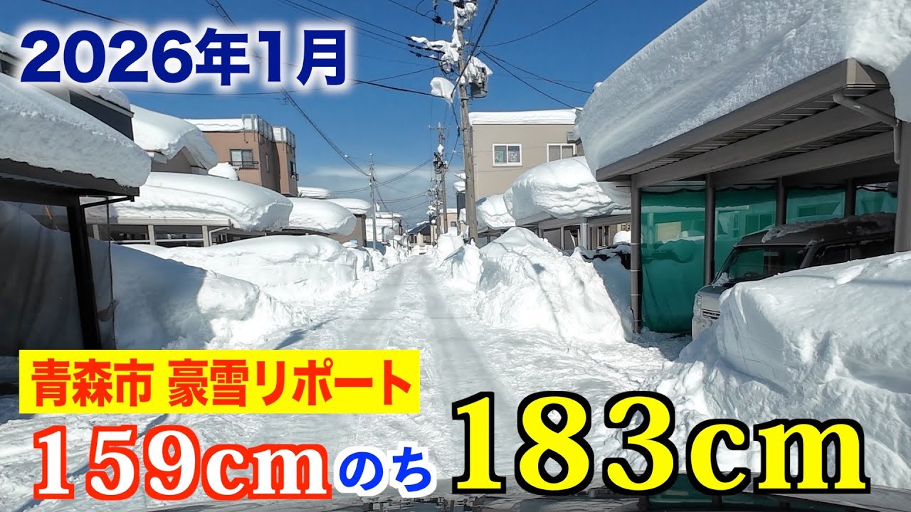 【青森の雪】159cmから三日後には183cm😳久しぶりに快晴になったので走ってみました🚗
