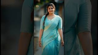 Graceful Teal Saree Beauty In Peaceful Village Glow Soft Natural Elegance
