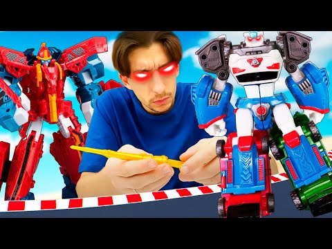 Видео: Роботы Тоботы поссорились?! Открываем новые игрушки - видео про игры в машинки для детей