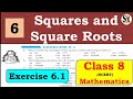 Squares and square roots  exercise 61  class 8  chapter 6  mathematics  cbse board  ncert