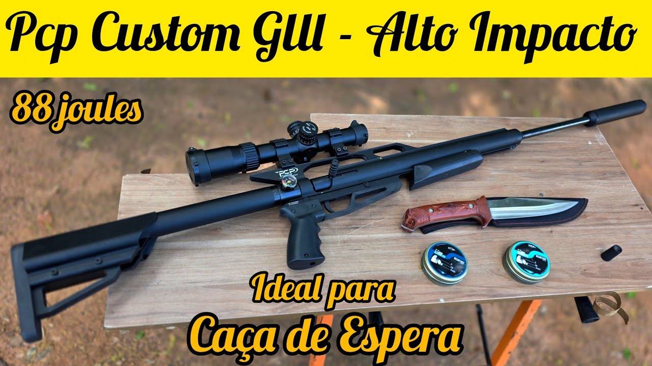 PCP CUSTOM Glll  - ALTO IMPACTO PARA CAÇA DE ESPERA  NO CAL. 5.5 SENDO MAIS DE 88 JOULES NESTE TESTE