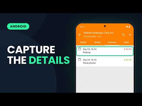 Breaks, Expenses and Notes on a Task | Timesheet Android Tutorial