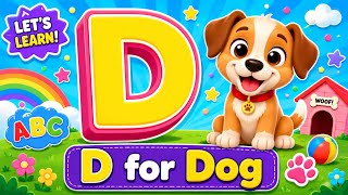 D for Dog 🐶 | ABC Phonics Song for Toddlers | Learn Letter D