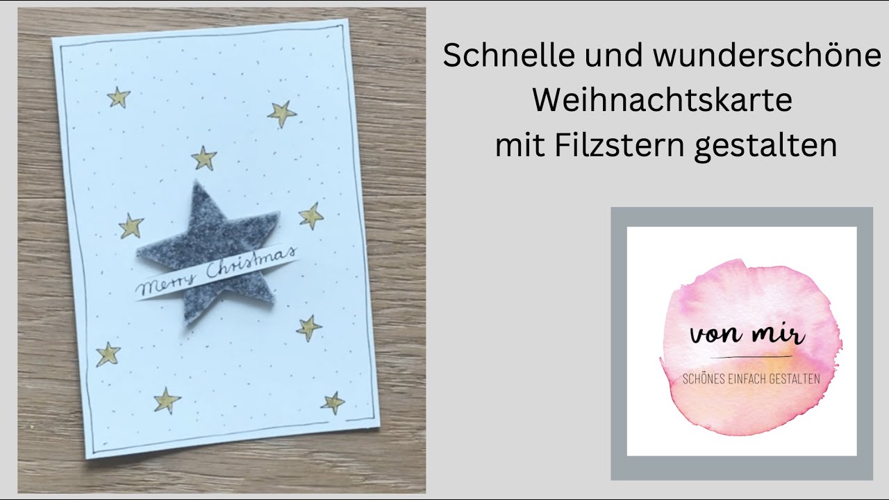 Wunderschöne Weihnachtskarte mit Filzstern selbt gestalten