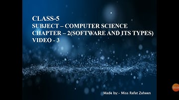 Class-5, Computer Science, Ch-2(Software and its Types), video-3