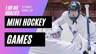 HOCKEY DRILLS / 3 SMALL AREA GAMES W/ 1 OR 0 GOALIES