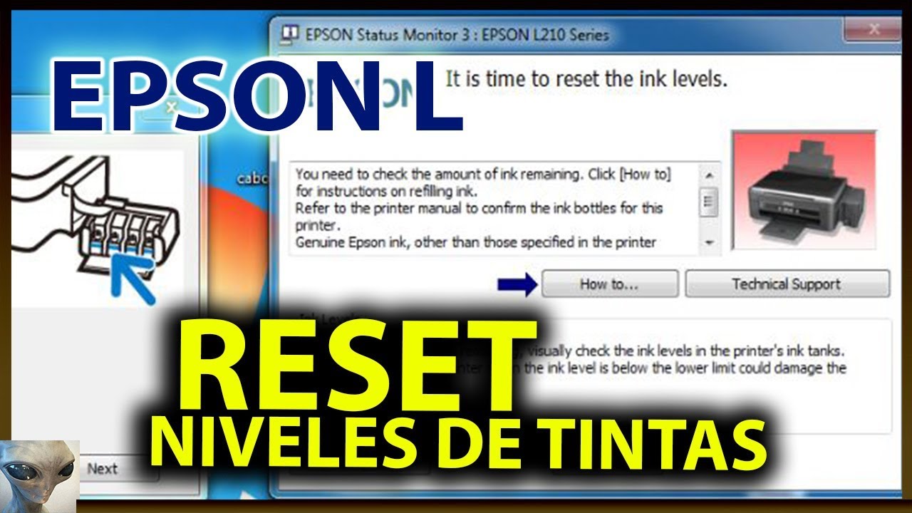 Resetear los NIVELES de tinta Epson L110, L210, L300, L355| SOLUCION ERROR  - YouTube