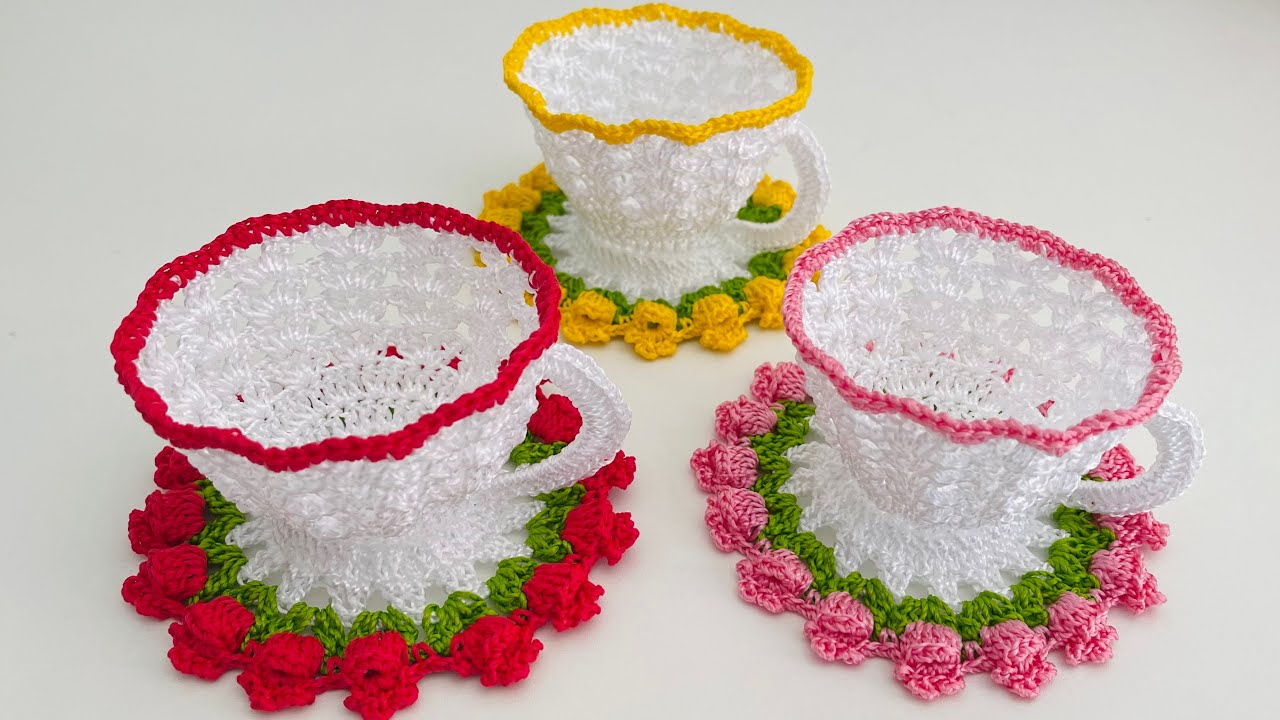 Xícara em crochê fácil e rápida peça muito econômica ideal para lembrançinha