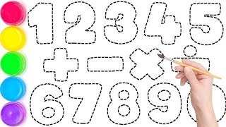 1 to 10 Number Tracing with Colors | Learn Counting & Math Symbols for Kids#Numbertracing