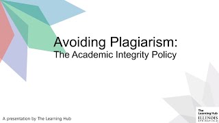 Avoiding Plagiarism