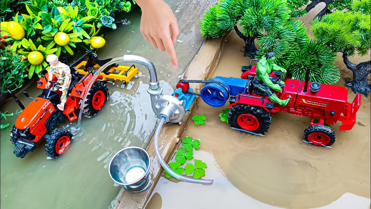 Diy tractor mini cultivator machine with mini water pump science Project