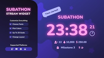 Best Advanced Subathon Widget for StreamElements & OBS Studio with Timer and Milestones