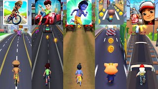 Little Singham Cycle Race 🆚 Kicko & Super Speedo 🆚 Little Krishna 🆚 Cat Runner 🆚 Subway Surfers screenshot 1