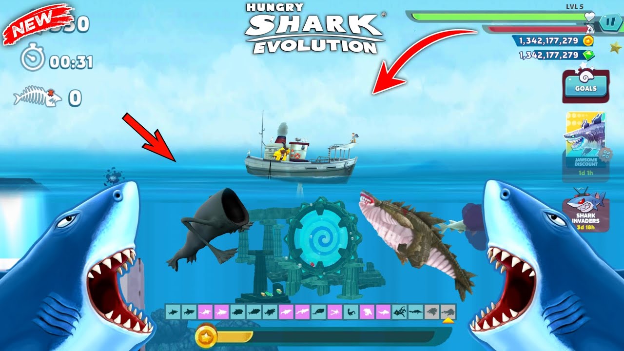 Hungry Shark Evolution - How to Level Up Fast | All Biggest Sharks ...