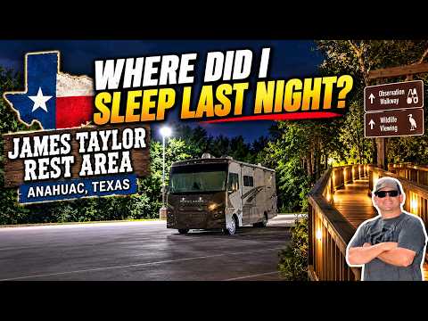 Sleeping at Chambers County Safety Rest Area Anahuac Texas, RV Travel