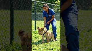 Make me teaching a lion how to behave like a pet #shorts #shortvideo