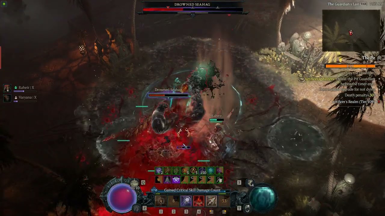 Diablo IV - Pit 109 on Blood Spear Necromancer - Season 9 (13 min 38 sec) Final Boss Drowned Seahag