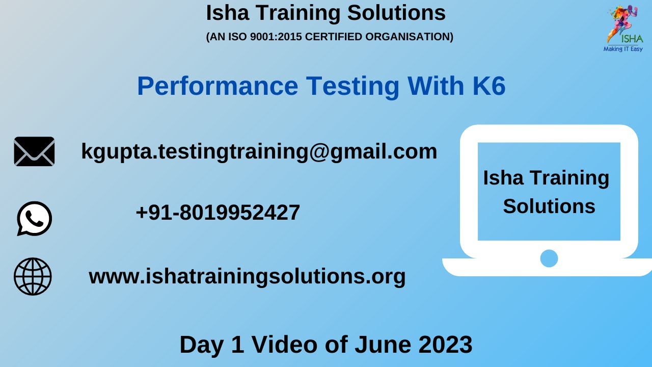 Performance Testing with K6 Day 1 on 29th June 23. Pls call r ...
