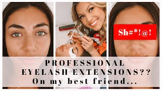 EYELASH EXTENSIONS AT HOME | WITH MY BFF