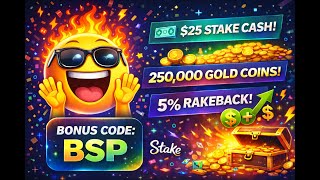 LIVE NOW: Stake Promo Code “BSP” - $25 Cash + 250K Coins