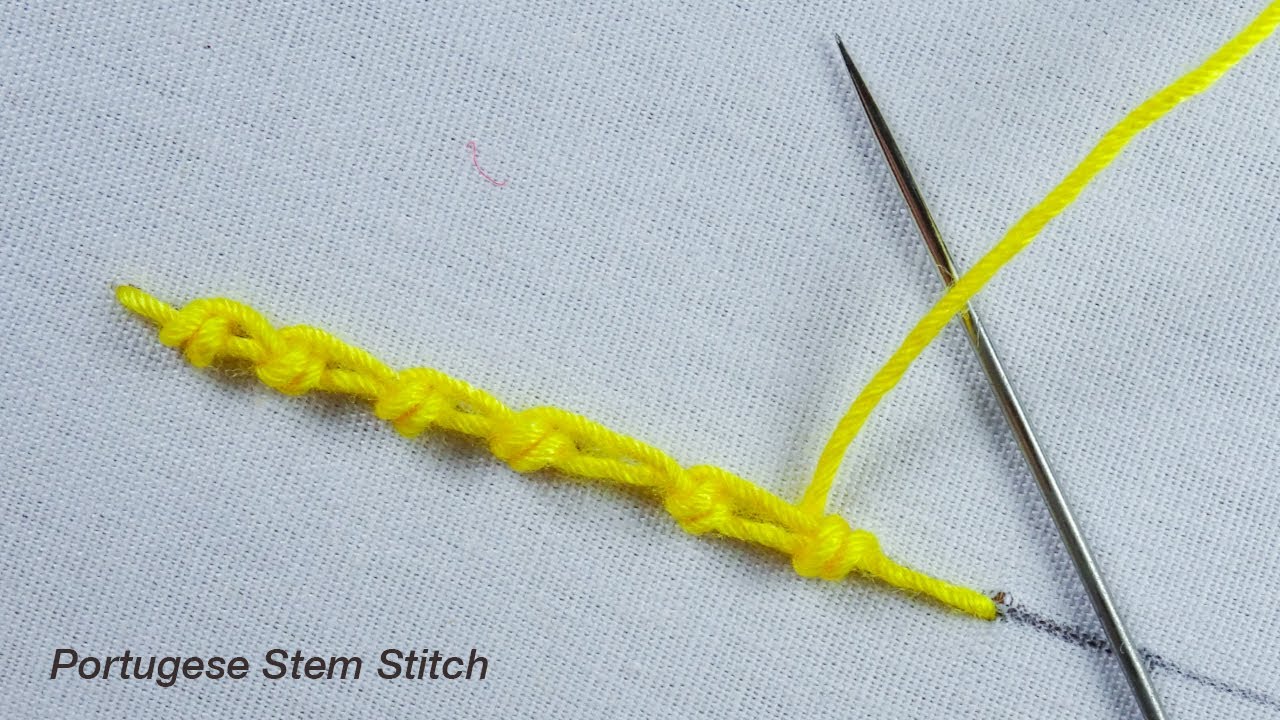 Portuguese stem stitch, Basic hand embroidery tutorial Portuguese knotted stem stitch