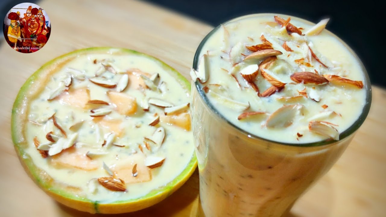 Musk Melon Sharbat Muskmelon Milk Shake with Sabja and Dry Fruits