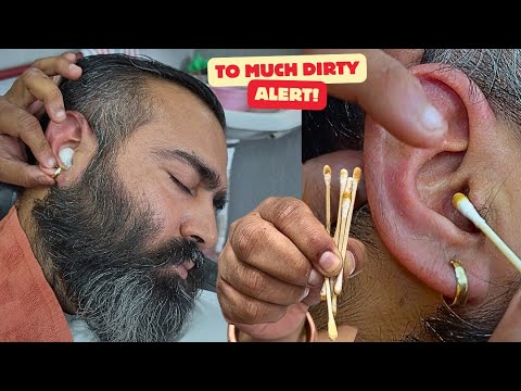 Ear cleaning with the help of Hydrogen Peroxide slolution and Head massage - ASMR SHAMBOO BARBER