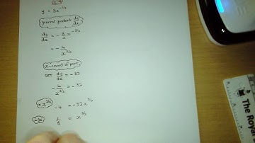 Finding the coordinates of a point on a curve when given the actual gradient Example 2