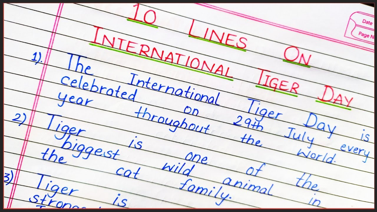 Ten Lines Essay On International Tiger Day In English YouTube