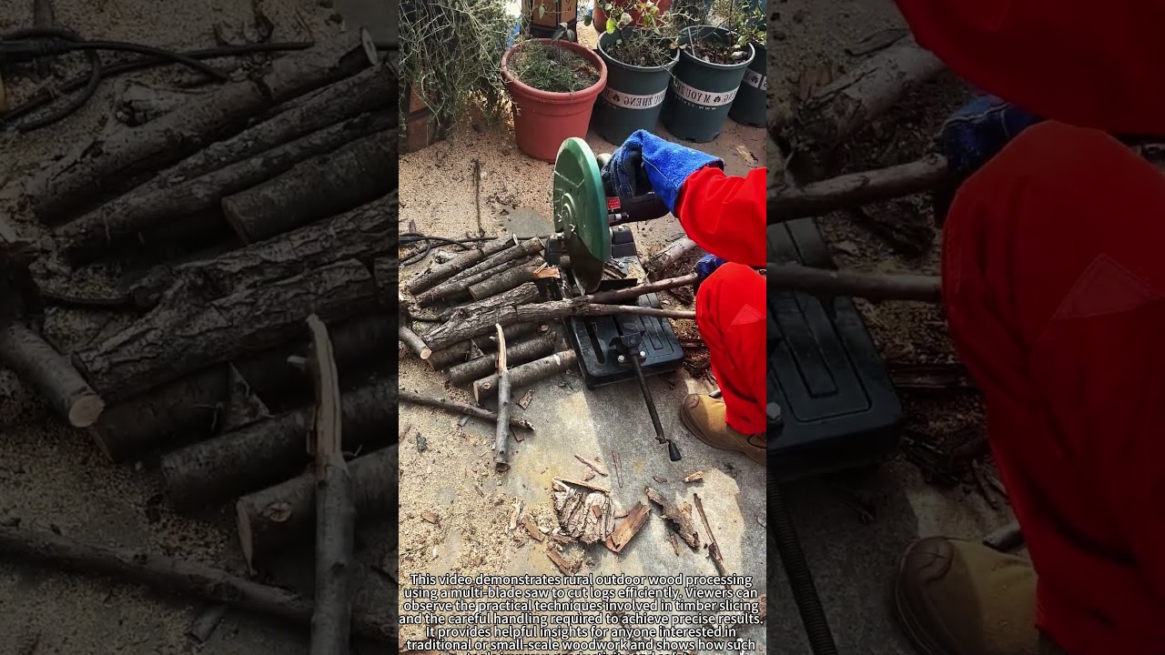 Outdoor Timber Slicing 🪚 Efficient Work