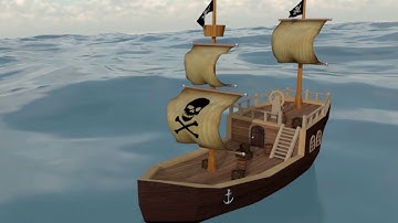 The Pearl of the Sea Pirate Ship 3D Model (with Animation) - Autodesk Maya 2018 - University Project