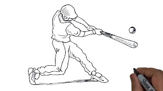 How To Draw A Baseball Player. Drawing Of A Baseball Batter.