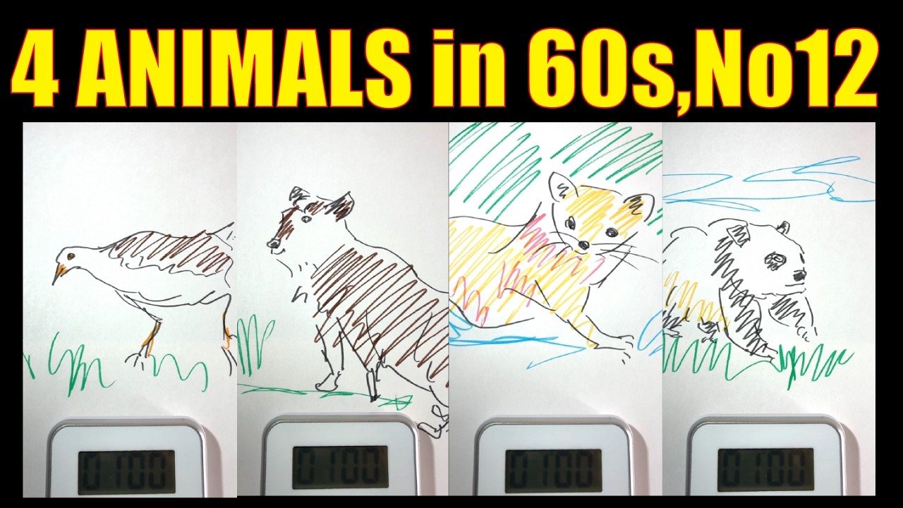 🎧 ASMR Drawing Animals in 60s | Satisfying Marker Sounds (No Talking)12