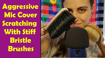 ASMR Fast & Aggressive Mic Scratching with Stiff Bristle Brushes On Cover - No Talking After Intro