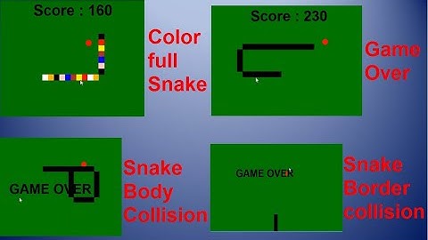 Snake Game Score Count | Collision with screen Border | Snake collision with body | Color full Snake